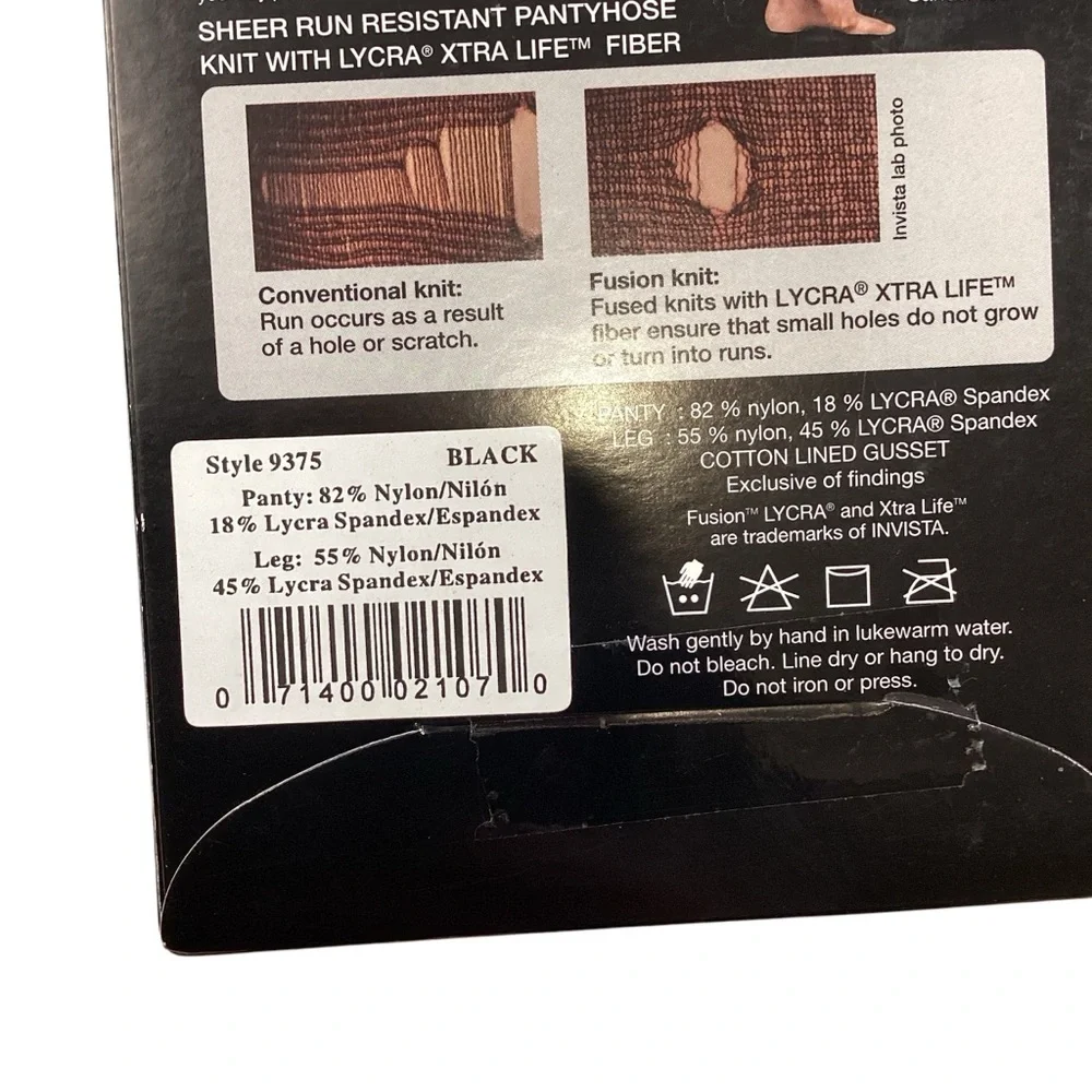 Peds Queen Size Black Silky Smooth Shaping Ultra Sheer Control Top Pantyhose NEW